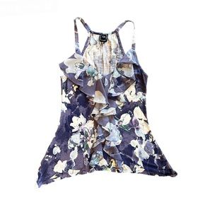 ⭐️Anthropologie one September floral ruffled sleeveless tank top blouse size xs